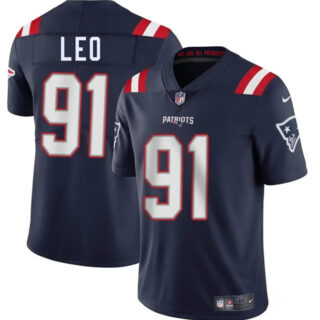 Men's New England Patriots #91 Titus Leo Navy 2025 Vapor Limited Stitched Football Jersey