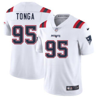Men's New England Patriots #95 Khyiris Tonga White 2025 Vapor Limited Stitched Football Jersey