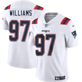 Men's New England Patriots #97 Milton Williams White 2025 Vapor Limited Stitched Football Jersey
