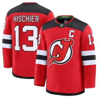 Men's New Jersey Devils #13 Nico Hischier Red 2024-25 Home Stitched Hockey Jersey