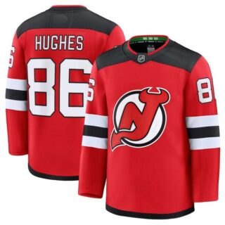 Men's New Jersey Devils #86 Jack Hughes Red 2024-25 Home Stitched Hockey Jersey
