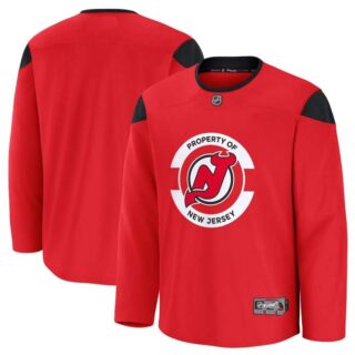 Men's New Jersey Devils Red 2024-25 Team Practice Stitched Hockey Jersey