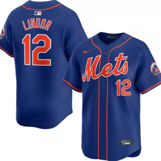 Men's New York Mets #12 Francisco Lindor Royal 2024 Alternate Limited Stitched Baseball Jersey