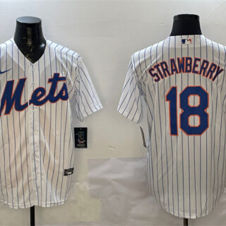 Men's New York Mets #18 Darryl Strawberry White 2025 Spring Training Cool Base Stitched Baseball Jersey