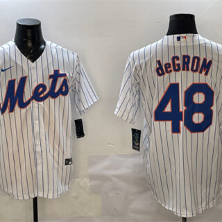 Men's New York Mets #48 Jacob DeGrom White 2025 Spring Training Cool Base Stitched Baseball Jersey