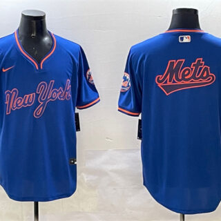 Men's New York Mets Team Big Logo Royal 2025 Spring Training Stitched Baseball Jersey