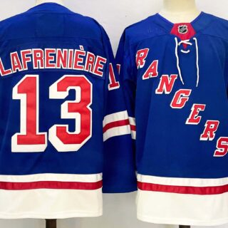 Men's New York Rangers #13 Alexis Lafreniere Royal 2024-25 Home With A Patch Stitched Hockey Jersey