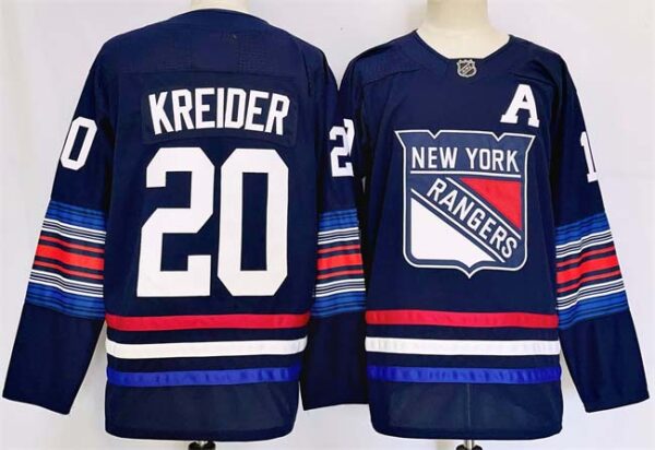 Men's New York Rangers #20 Chris Kreider Navy 2024-25 Stitched Jersey