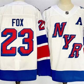 Men's New York Rangers #23 Adam Fox White 2024-25 Stadium Series Stitched Jersey