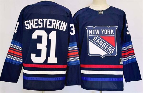 Men's New York Rangers #31 Igor Shesterkin Navy 2024-25 Stitched Jersey