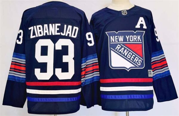 Men's New York Rangers #93 Mika Zibanejad Navy 2024-25 Stitched Jersey