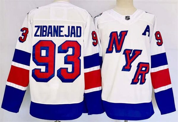 Men's New York Rangers #93 Mika Zibanejad White 2024-25 Stadium Series Stitched Jersey