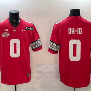 Men's Ohio State Buckeyes #0 OH-IO Red 2025 CFP Final With National Champions Patch F.U.S.E. Vapor Limited Stitched Football Jersey