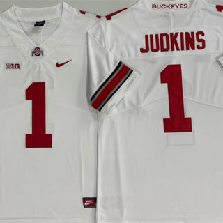 Men's Ohio State Buckeyes #1 Quinshon Judkins White Limited Stitched Jersey