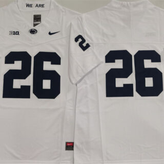 Men's Penn State Nittany Lions #26 Saquon Barkley White 2024 F.U.S.E. No Name Stitched Jersey