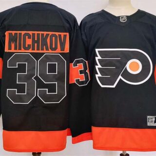 Men's Philadelphia Flyers #39 Matvei Michkov Black 2024 Stitched Jersey