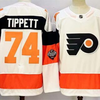 Men's Philadelphia Flyers #74 Owen Tippett White 2024-25 With A Patch Stitched Jersey