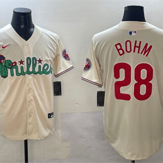 Men's Philadelphia Phillies #28 Alec Bohm Cream Phanatic Limited Stitched Jersey