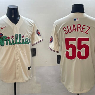 Men's Philadelphia Phillies #55 Ranger Suarez Cream Phanatic Limited Stitched Jersey