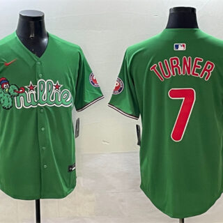 Men's Philadelphia Phillies #7 Trea Turner Green Phanatic Limited Stitched Jersey
