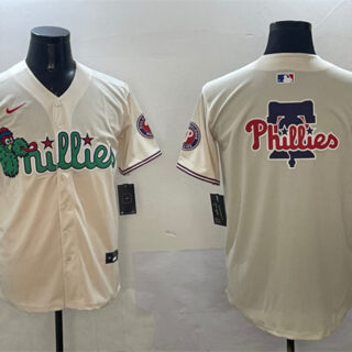 Men's Philadelphia Phillies Team Big Logo Cream Phanatic Limited Stitched Jersey