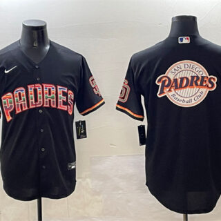 Men's San Diego Padres Team Big Logo Black Mexico Cool Base Stitched Baseball Jersey