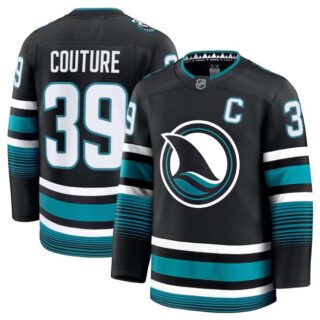 Men's San Jose Sharks #39 Logan Couture Black 2024-25 Alternate Stitched Hockey Jersey