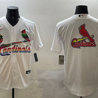 Men's St. Louis Cardinals Team Big Logo White Cool Base Stitched Baseball Jerseys