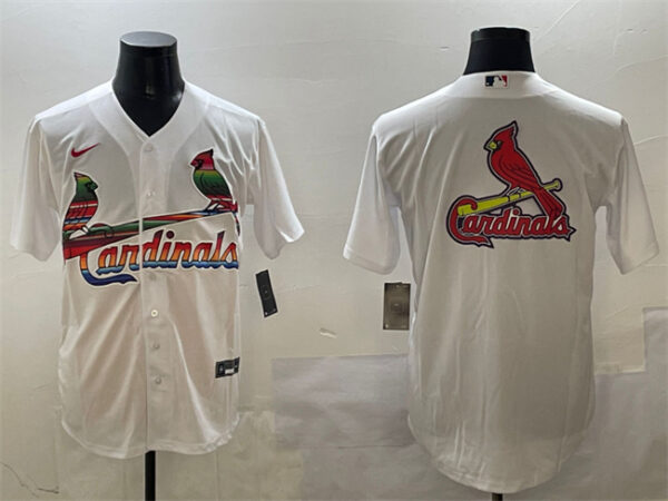 Men's St. Louis Cardinals Team Big Logo White Cool Base Stitched Baseball Jerseys
