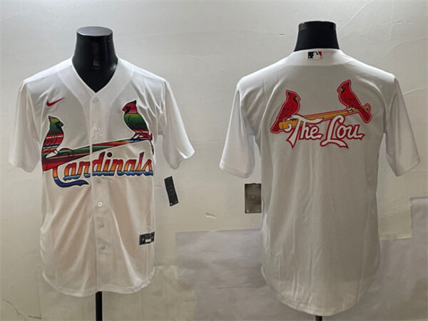 Men's St. Louis Cardinals Team Big Logo White Cool Base Stitched Baseball Jerseys