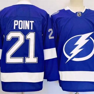 Men's Tampa Bay Lightning #21 Brayden Point 2024-25 Blue Stitched Jersey