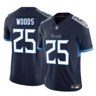 Men's Tennessee Titans #25 Xavier Woods Navy 2025 F.U.S.E. Vapor Limited Stitched Football Jersey