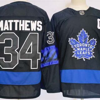 Men's Toronto Maple Leafs #34 Auston Matthews Black 2024-25 Stitched Jersey