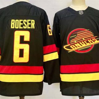 Men's Vancouver Canucks #6 Brock Boeser Black 2024-25 Alternate Stitched Hockey Jersey