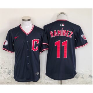 Men's Cleveland Guardians #11 Jose Ramirez Navy Stitched Baseball Jersey