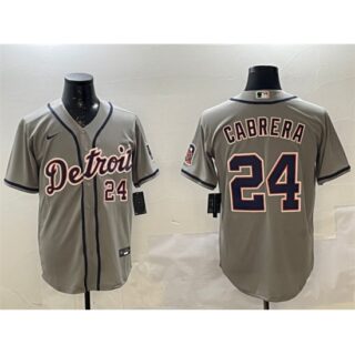 Men's Detroit Tigers #24 Miguel Cabrera Gray Cool Base Stitched Baseball Jersey