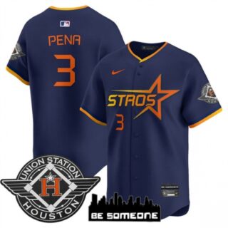 Men's Houston Astros #3 Jeremy Pena Navy 2025 City Connect Limited Stitched Baseball Jersey