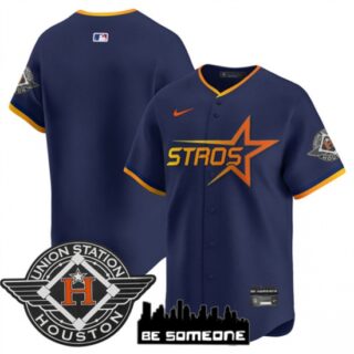 Men's Houston Astros Blank Navy 2025 City Connect Limited Stitched Baseball Jersey