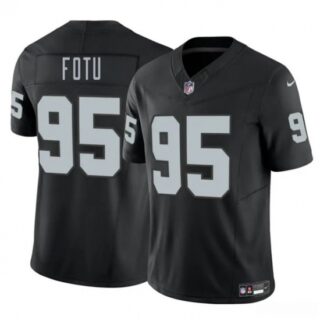 Men's Las Vegas Raiders #95 Leki Fotu Black 2025 F.U.S.E. Vapor Football Stitched Jersey