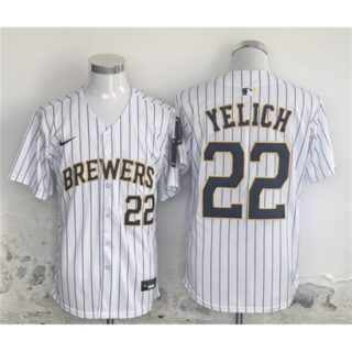 Men's Milwaukee Brewers #22 Christian Yelich White Alternate Limited Stitched Jersey