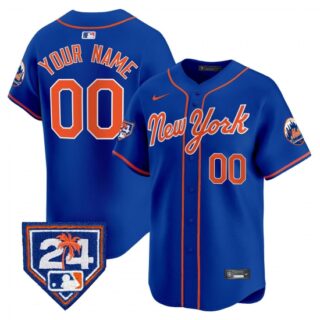 Men's New York Mets Active Player Cutsom Royal 2024 Spring Training Vapor Premier Limited Stitched Baseball Jersey