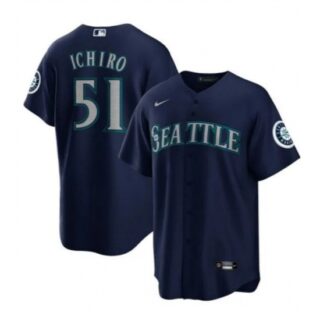 Men's Seattle Mariners #51 Ichiro Suzuki Navy Cool Base Stitched Baseball Jersey