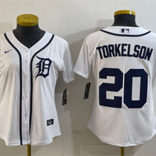 Women's Detroit Tigers #20 Spencer Torkelson White Cool Base Stitched Baseball Jersey(Run Small)