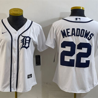 Women's Detroit Tigers #22 Parker Meadows White Cool Base Stitched Baseball Jersey(Run Small)