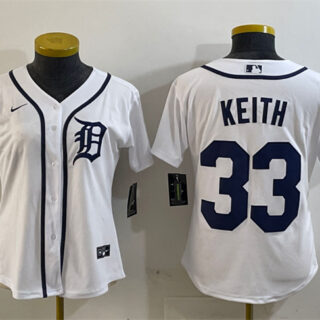 Women's Detroit Tigers #33 Colt Keith White Cool Base Stitched Baseball Jersey(Run Small)
