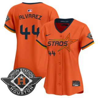 Women's Houston Astros #44 Yordan Alvarez Orange 2025 City Connect Limited Stitched Baseball Jersey(Run Small)
