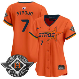 Women's Houston Astros #7 C.J. Stroud Orange 2025 City Connect Limited Stitched Baseball Jersey(Run Small)