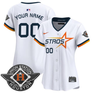 Women's Houston Astros Active Player Custom White 2025 City Connect Limited Stitched Baseball Jersey(Run Small)