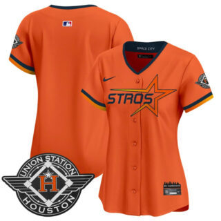 Women's Houston Astros Blank Orange 2025 City Connect Limited Stitched Baseball Jersey(Run Small)