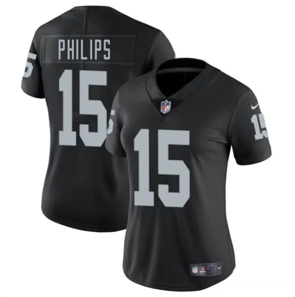 Women's Las Vegas Raiders #15 Kyle Philips Black 2025 Vapor Stitched Jersey(Run Small)